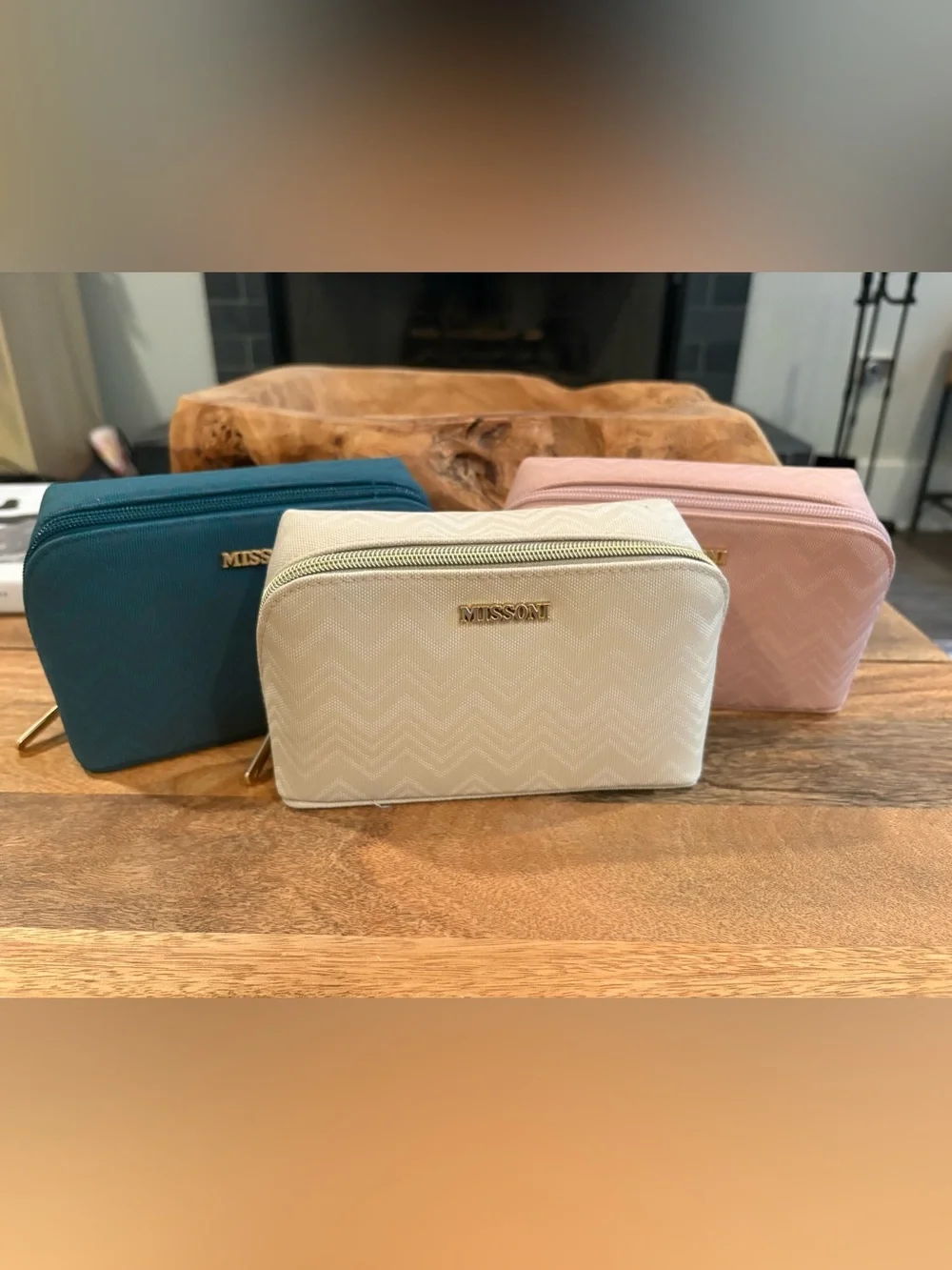 Missoni Delta One amenity kit featuring the signature chevron texture (Set of 3)